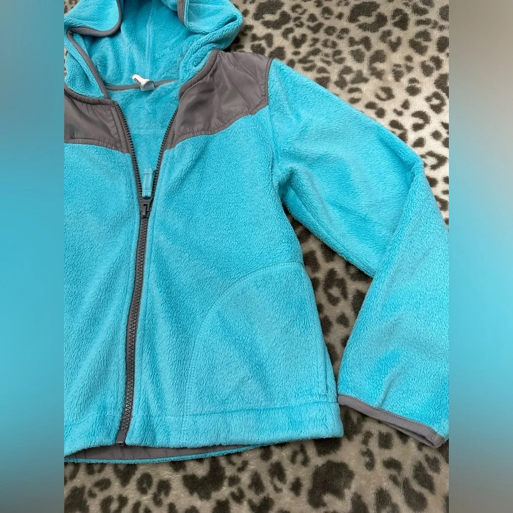 Old Navy Hooded Micro Fleece Jacket in Teal Blue Green Size Small 6 7 - Picture 9 of 16